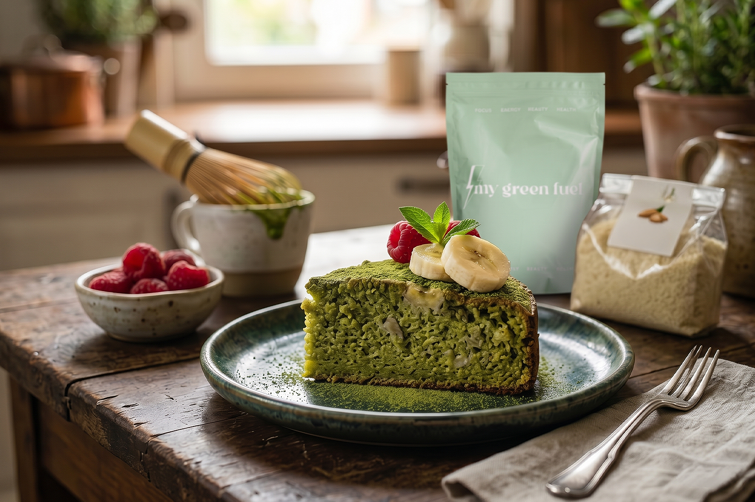Tarta Saludable de Plátano y Matcha